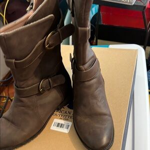 American Eagle Outfitters Brown Heeled Boots with Buckle Details